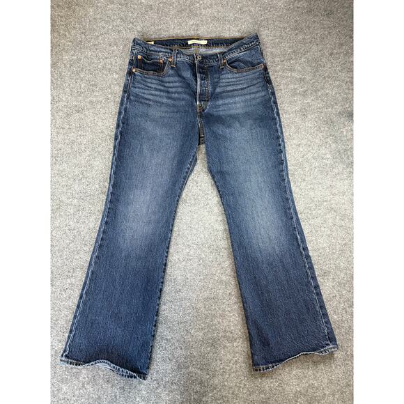 Levi's Premium Wedgie Bootcut Jeans Womens 32 Dark Wsh Button Fly High Rise - Picture 1 of 8